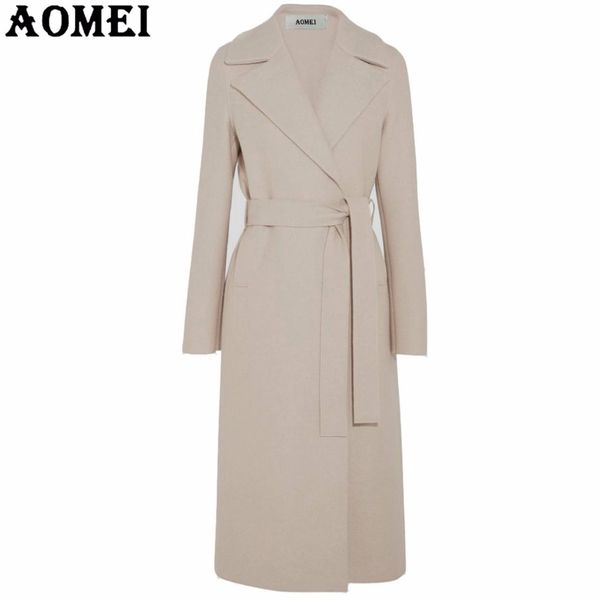 

women fashion long wool coats beige wear to work office lady outwear clothing tweed winter fall spring overcoat cape 210416, Black;brown