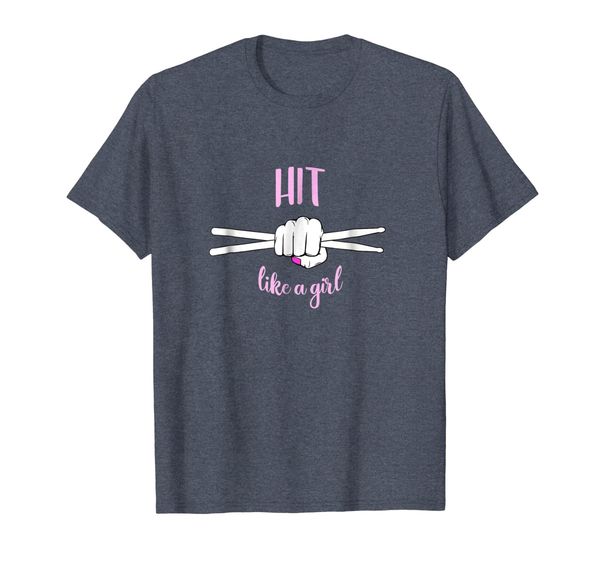 

hit like a girl drummer tee shirt, White;black