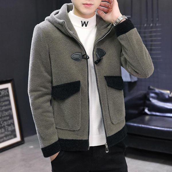 

men's jackets 2022 hooded multicolor jacket youth autumn and winter thick workwear versatile casual, Black;brown