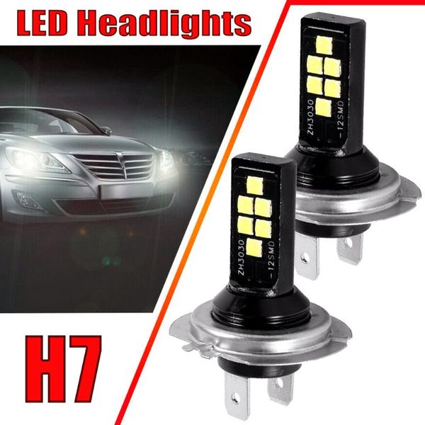 

car headlights sale 2 pcs h7 led anti-fog light bulb 12w 6000k 1200lm headlight bulbs 12smd 3030 accessories for drop