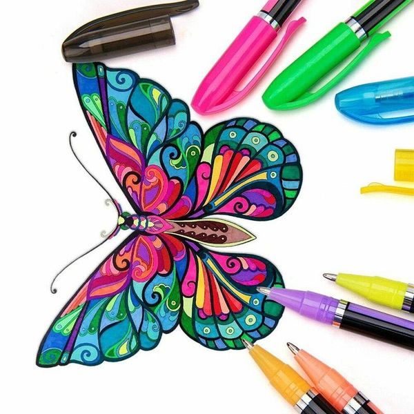 

highlighters highlighter glitter pen pastels metal gel set for painting drawing gv99, Black;red