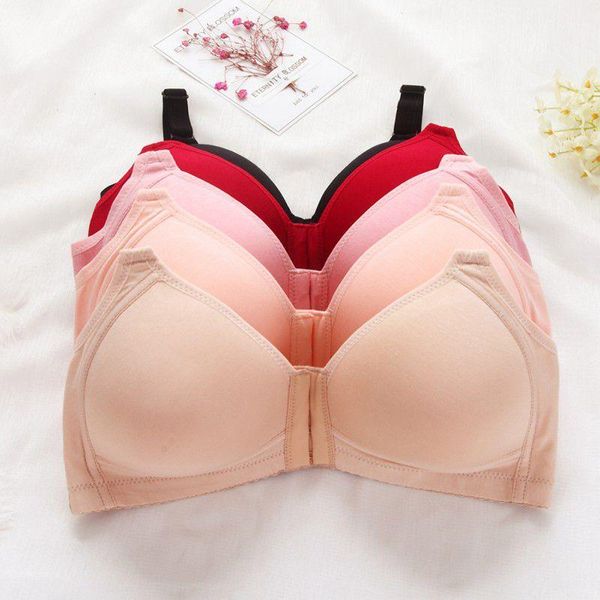 

gym clothing fitness women front buckle no steel ring underwear large size bra sports sport yoga cotton bras, White;black