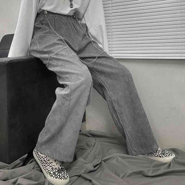 

corduroy fall fashion korean womens capris style palazzo trousers baggy high waist casual solid color clothing, Black;white