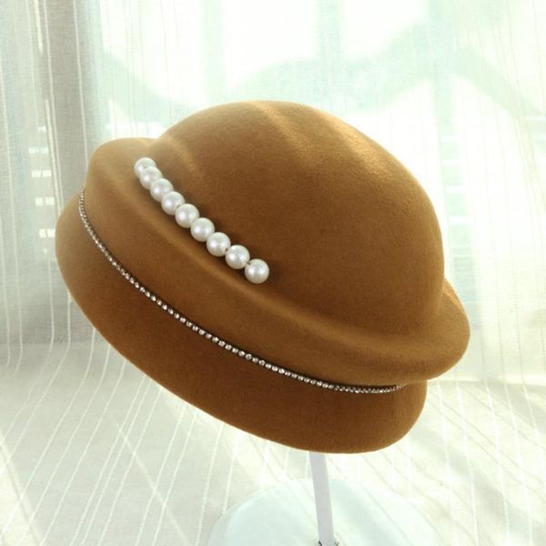 

berets woman wool winter beret female pearl cap autumn hat solid color women, Blue;gray