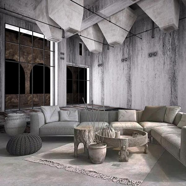 

wallpapers custom mural 3d stereoscopic space industrial wind building cement wall painting living room bedroom background po wallpaper