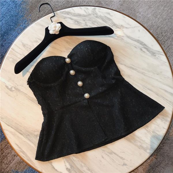 

women's tanks & camis for women spring and summer 2021 lace embroidered short strapless bra tank party woman clothes, White