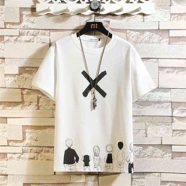 

casual short sleeve t shirt men's summer tshirt tees black white fashion hip hop clothes plus oversize m-5xl o neck 210809, White;black