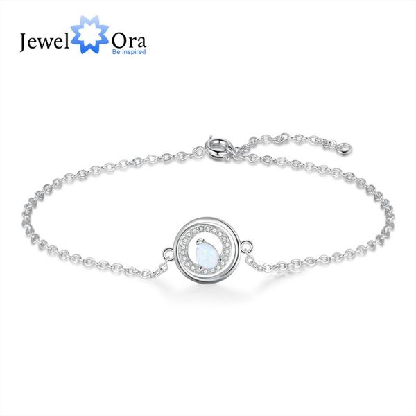 

link, chain jewelora designer silver color circle adjustable bracelet for women water drop shaped white fire opal blacelets & bangles, Black