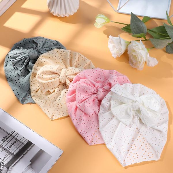 

caps & hats solid ribbed knot turban for baby boys girls beanies striped thin elastic bonnet born toddler 0-4t headwraps, Yellow