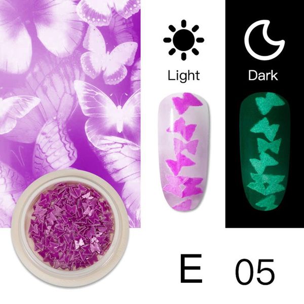 

nail art decorations fluorescent luminous butterfly sequin glow in the dark thin patch, Silver;gold