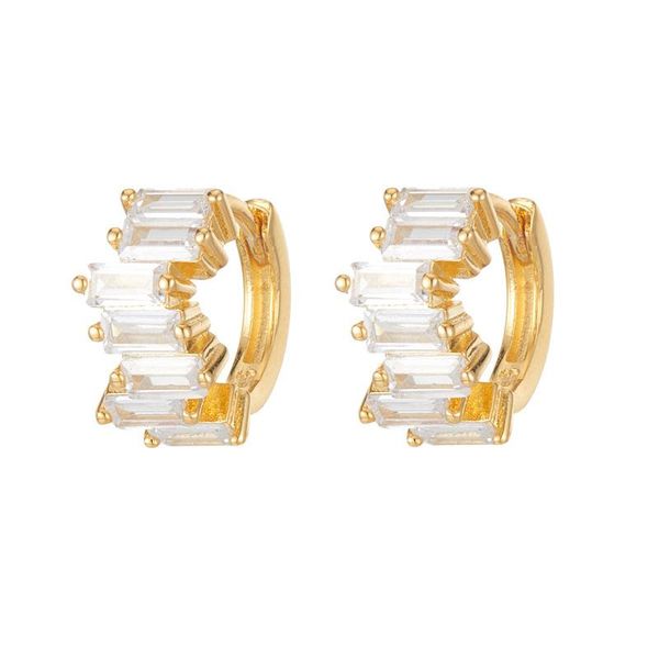 

hoop & huggie reeti 925 sterling silver geometric zircon earrings for women shiny cz jewelry gifts, Golden;silver