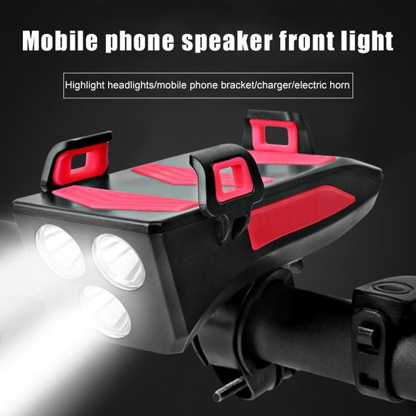 

cell phone mounts & holders led 4 in 1 waterproof bicycle front light with bike horn holder powerbank cycling nd998