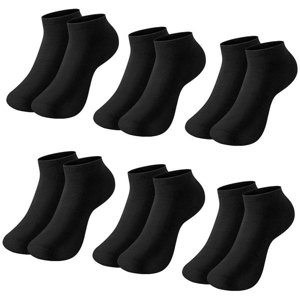 

men's socks 6 pairs and women's short breathable sports solid color boat comfortable cotton ankle white black