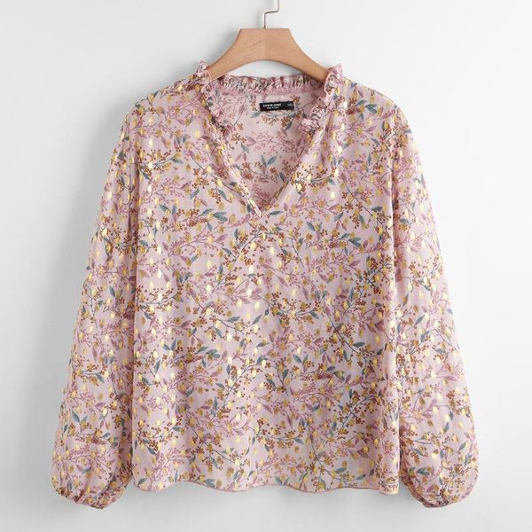 

plus size t-shirt 2021 women's printed blouse v neck pastoral style europe and america, Black