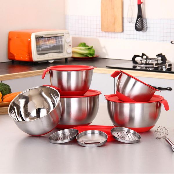 

ingredients standby bowls mixing bowl stainless steel diy cake bread salad mixer kitchen cooking tool with a cover planer