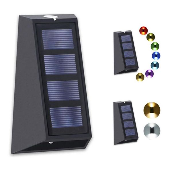 

outdoor wall lamps solar fence lights led ip65 waterproof 2 lighting modes for backyard garden garage and pathway