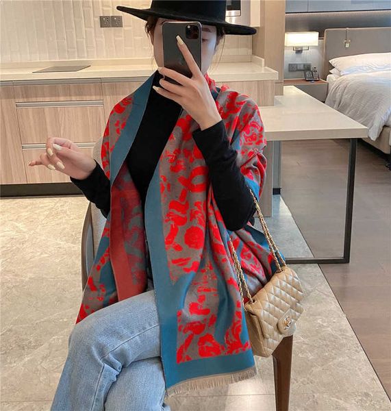 

korean spring, autumn, winter and summer office imitation cashmere shawl versatile women's scarf with dual-purpose bib outside, Blue;gray