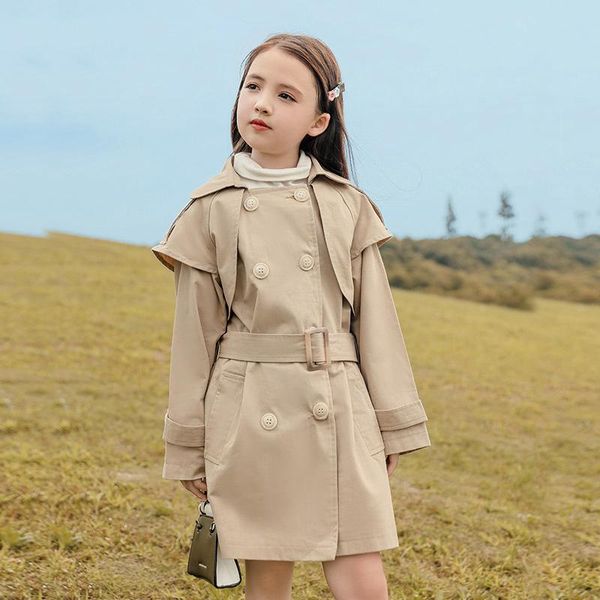

coat girls long jacket solid kids coats for childrens' spring & autumn sleeve clothing 6 8 10 12 14 years, Blue;gray