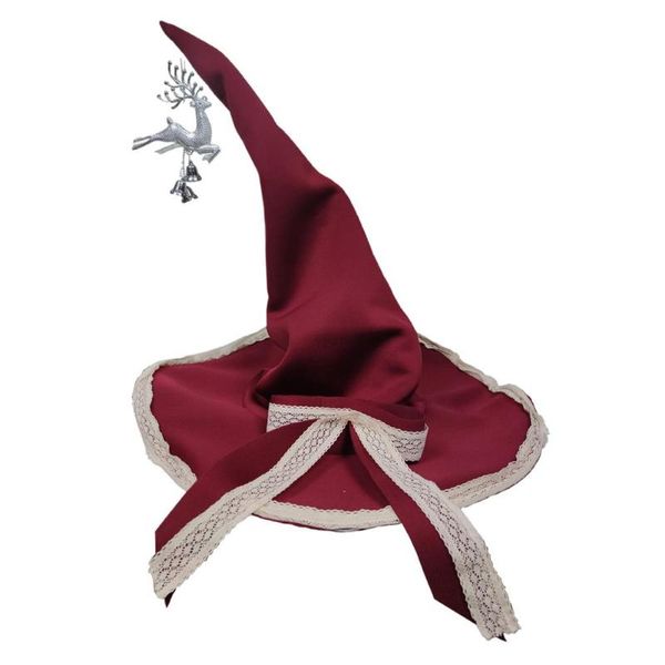 

party hats christmas hat long witch red holiday large lace edge bow-knot for