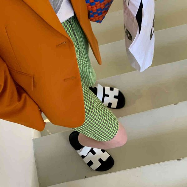 

leather slippers for women to wear in summer ysj, Black