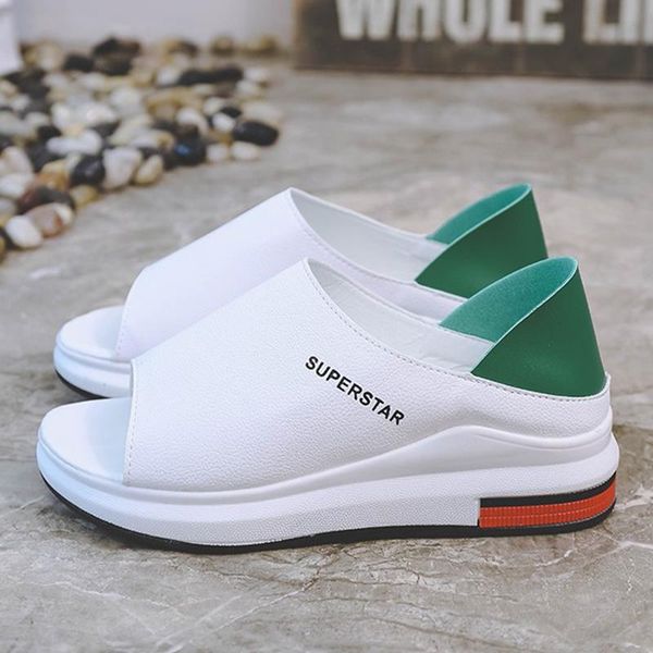

sandals fashion women summer platform sandal shoes woman peep toe leather beach flat casual sandalias mujer plus size 42, Black