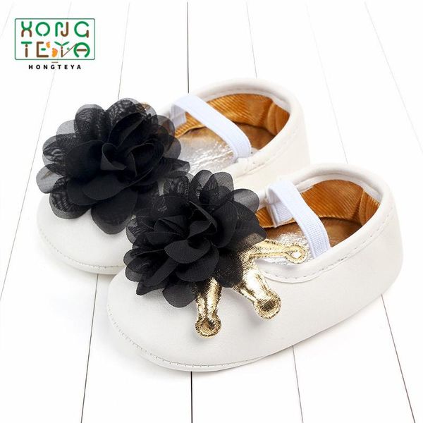 

first walkers fashion baby girl party shoes lace crown flower soft sole flat princess pu leather moccasins crib for