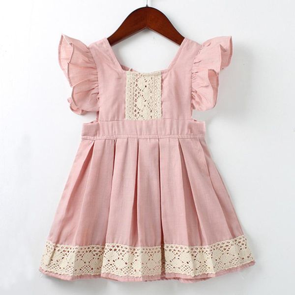 

girl's dresses 2021 girls dress cute pink lace petal sleeve princess summer girl kids party for 2-7 years children clothing, Red;yellow