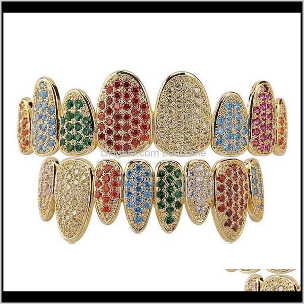 

grillz, dental body drop delivery 2021 colorful diamond women men luxury hiphop teeth grillz bottom grills grill hip hop designer jewelry, Black