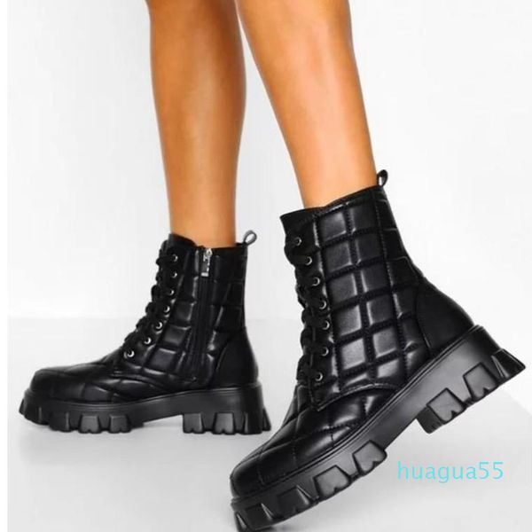 

boots retro embroidered western cowboy pu leather women mid-calf block heel square toe ladies shoes punk, Black