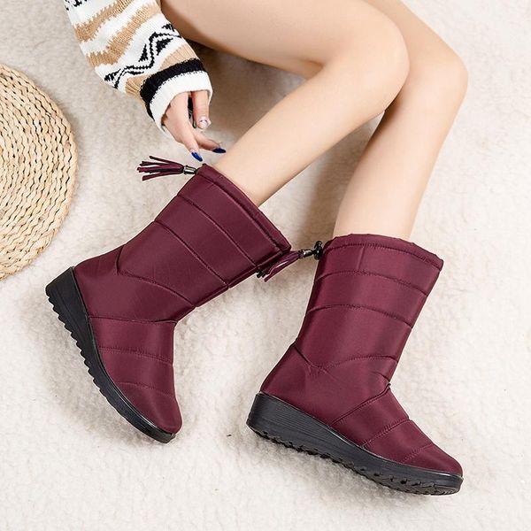 Stiefel Frauen Winter Wasserdichte Schnee Mid-kalb Schuhe Für Frau Warme Plüsch Booties Slip On