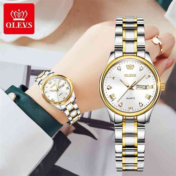 OLEVS Frauen Luxus Marke Uhr Einfache Quarz Dame Wasserdichte Armbanduhr Weibliche Mode diamant Uhren reloj mujer 5563 210616