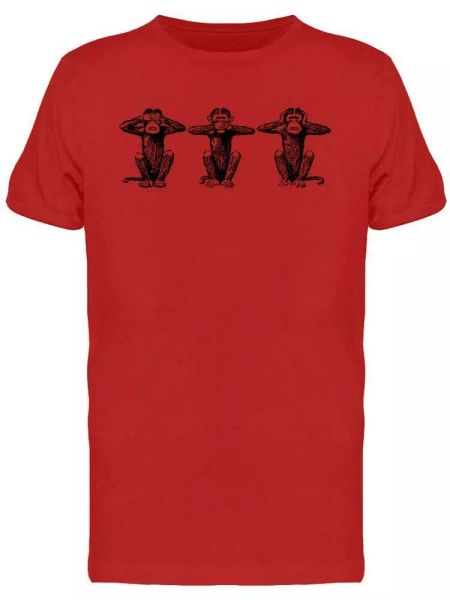 

three wise monkeys animals men's tee -image by shutterstock, White;black