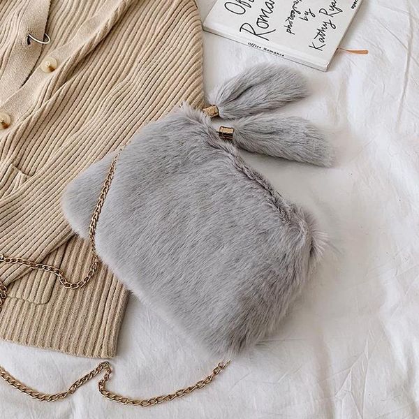 

cross body chain handbags women all-match shoulder bags female texture plush messenger 2021 mini solid color