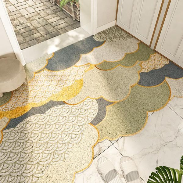 

simple nordic style entrance pvc loop floor mat door diy cutting household dust removal non-slip foot bath mats