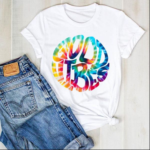 

womens women lady good vibes cute travel ladies print fashion summer t tee female shirt clothes graphic, White