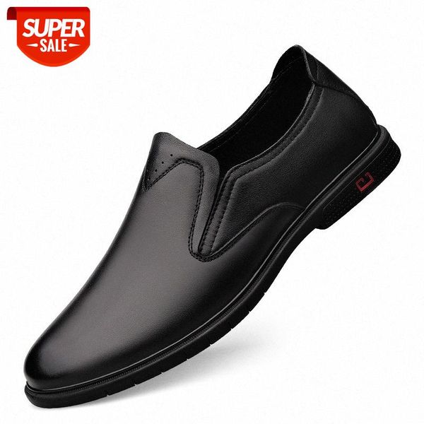 

autumn first layer cowhide set foot leather shoes soft sole casual business a pedal middle dad #mr7m, Black