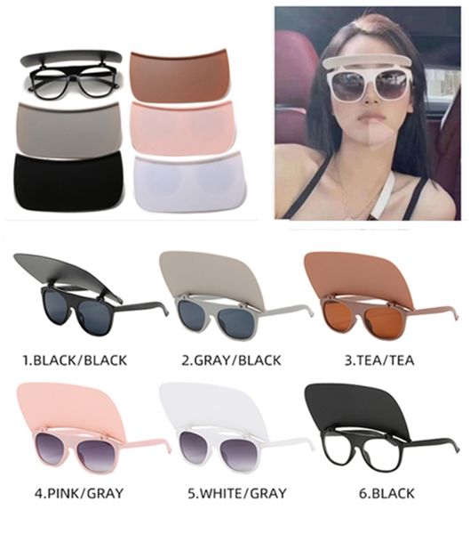 Großhandel Marke Flip Sonnenbrille Frauen Männer Mode Sommer Top Visier Sonnenbrille Damen Übergroße Trendy Brillen Shades UV400 Drive