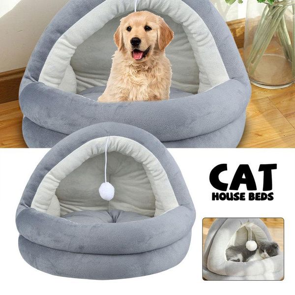 

cat beds & furniture velvet gray house soft cotton pet cats sofa mats lovely dog small kennel home cave sleeping bed supplies