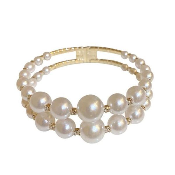 

luxury crystal imitation pearl bracelet simple high-quality golde female jewelry accessories european and american women's gift tennis, Golden;silver