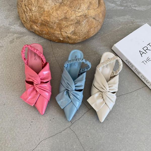 

sandals 2021 med female shoe block heels shallow mouth pointed medium girls chunky spring bow comfort beige fashion casual p, Black