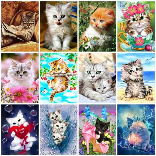 

diamond painting evershine cat picture rhinestones embroidery animals caross stitch mosaic art hobby gift home decor