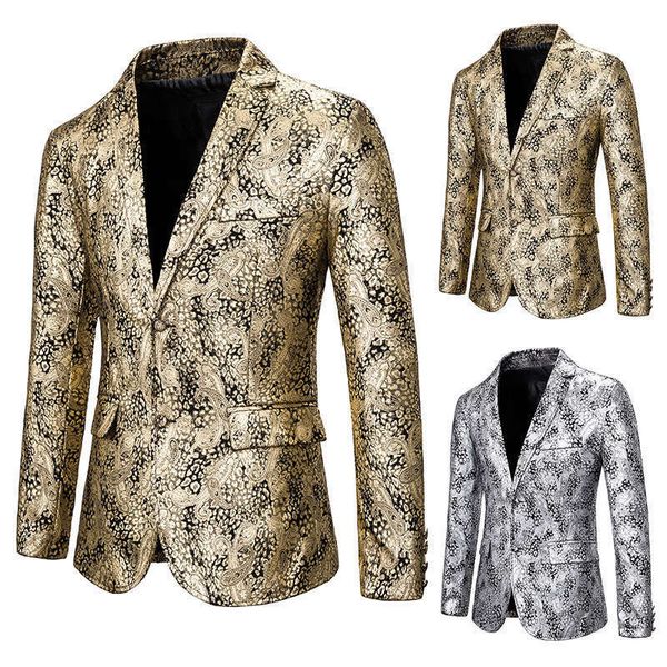 

& blazers suits men's slim fashion gilt printed suit dress show coat x143, White;black
