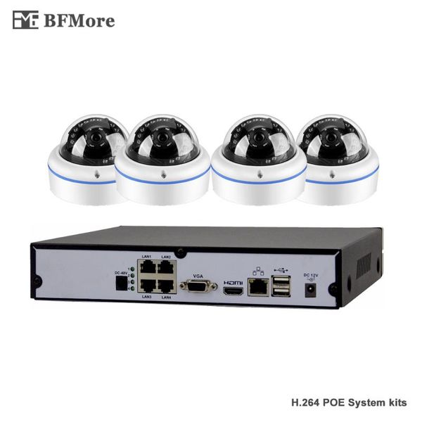 

bfmore 4ch 1080p poe nvr kits sony imax323 dome cctv system ip camera p2p ir ip66 video security surveillance set systems