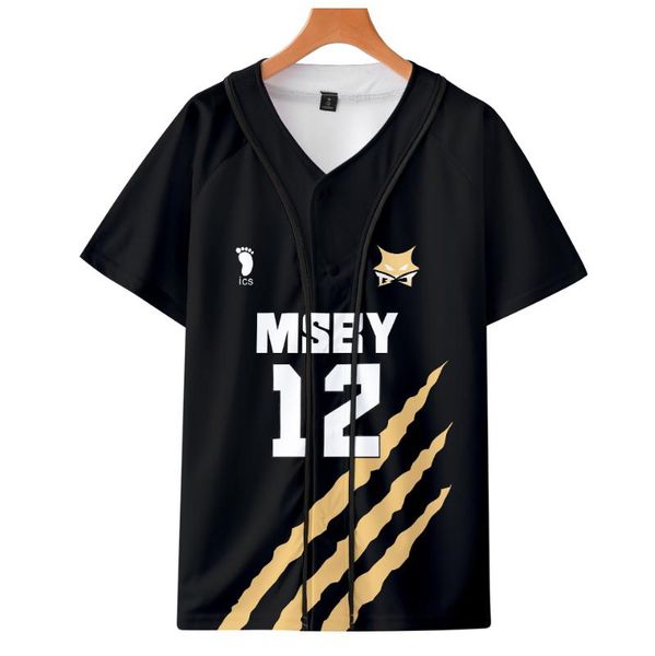 

women's t-shirt msby black jackal 3d summer v-neck baseball tee shirt japanese anime haikyuu sport stylish casual short sleeve, White