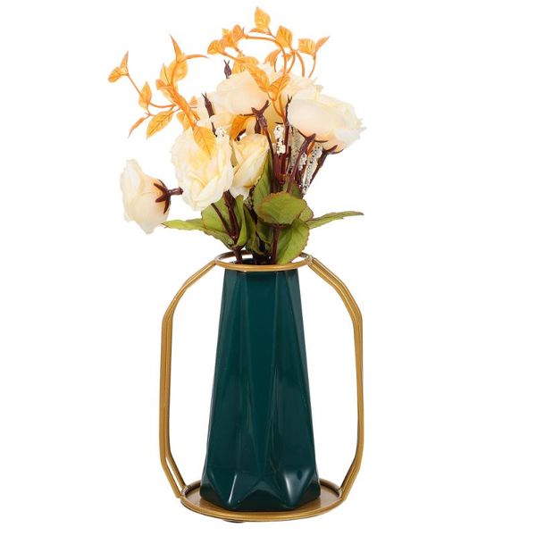 

vases 1 set retro style flower vase delicate with iron rack and artificial