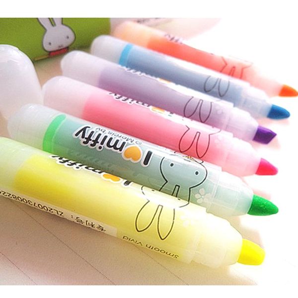 

highlighters 6pcs/set highlighter marker 6 colours cute mify diy multifunction fluorescent pen, Black;red