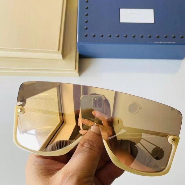 

2022fashion star 0540 black stud brown mask rimless runway sunglasses goggle beach sun glasses uv400 7 color optional sunglass men sunglasse, White;black