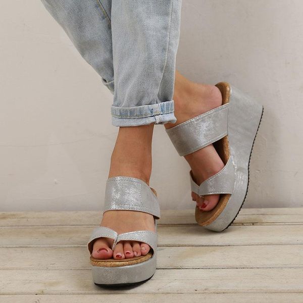 

ly women summer shoes sandals ladies platform wedge high heels for zapatos de mujer slippers, Black