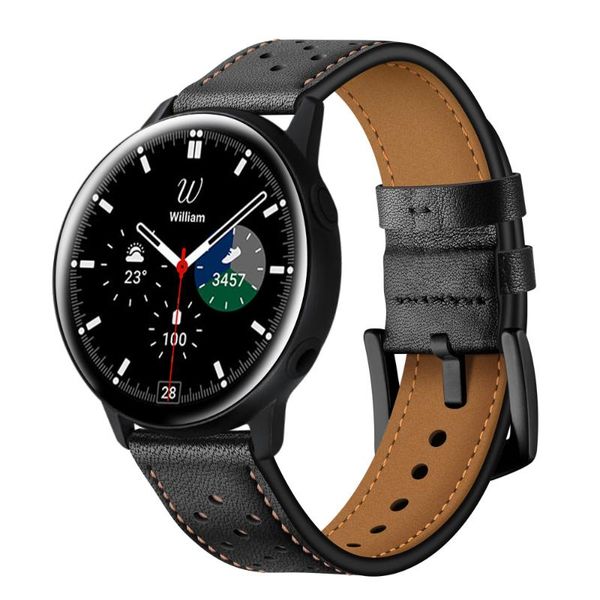 

watch bands for samsung galaxy 4 44mm 40mm classic 46mm 42mm luxury genuine leather strap bracelet active 2 watchband, Black;brown