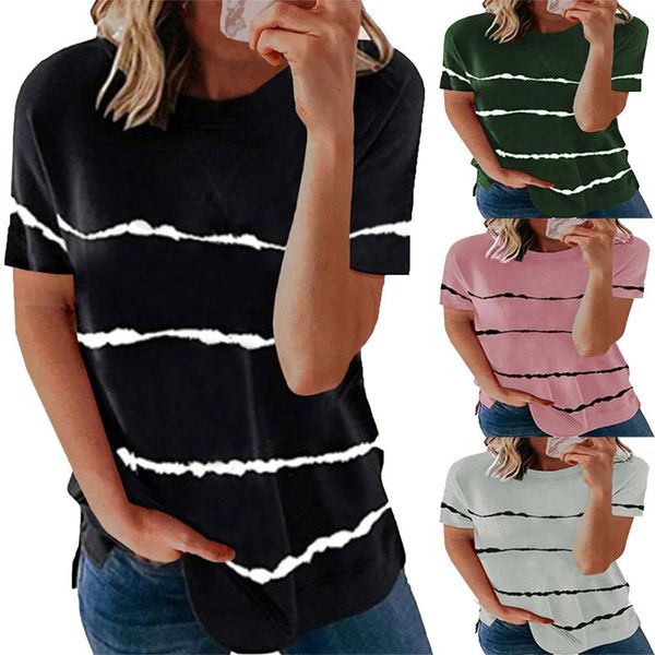 

women's t-shirt gule for women casual stripe print loose tunic, White
